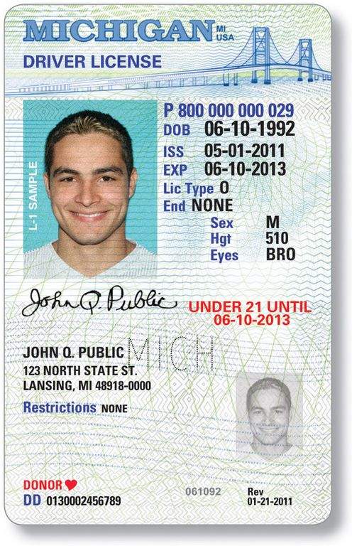 free michigan drivers license template download